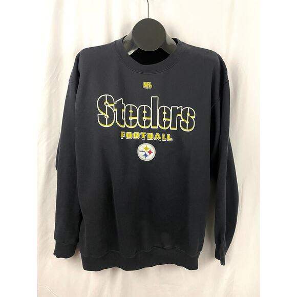 VTG Pittsburgh Steelers Sweatshirt Mens NFL 90s Black Football - Picture 3 of 9